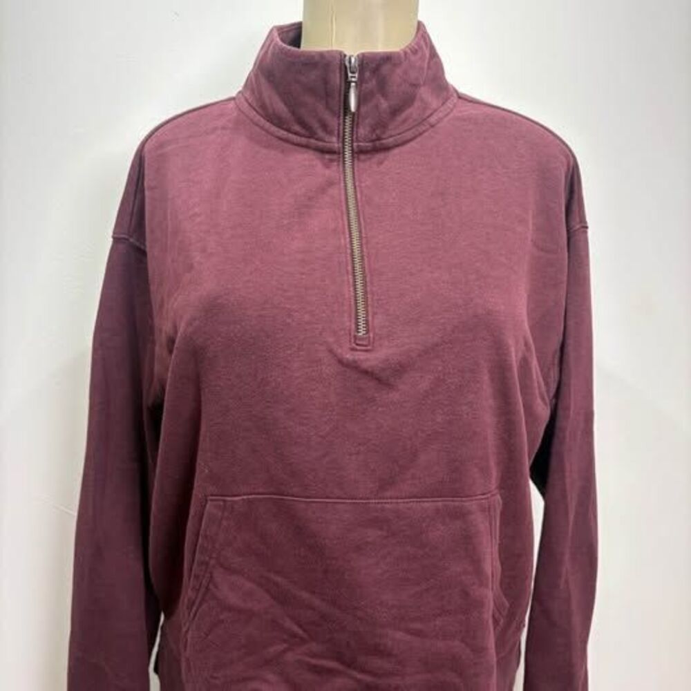 Old Navy Women’s Burgundy Quarter-Zip Pullover Sweatshirt Size Medium